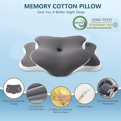 Miniatura 4 de Almohada Ergo para la apnea del sueño, dolor de cuello y alivio de ronquidos, almohada contorneada cervical para dormir de lado, espuma