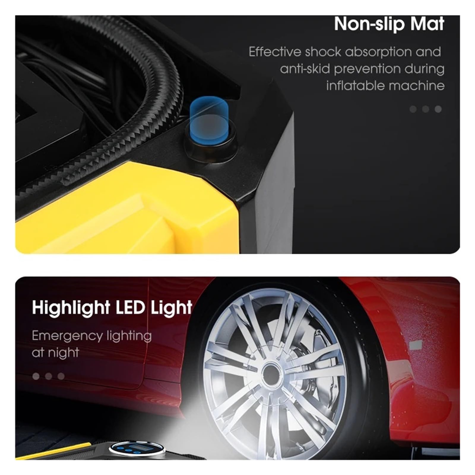 Cyfrowa Pompa Do Opon Samochodowych Przenośna Sprężarki Powietrza 150 PSI Pompka Samochodowa Z Lampą LED Rowerów Motocykle Szybkie Pompowanie Wysiłku(Digital Red)