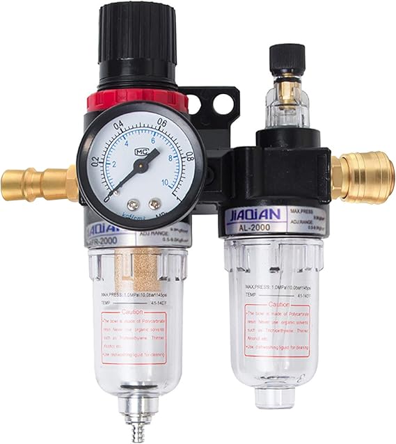5-tlg Druckminderer Set Druckluft - 1/4 Zoll Wasserabscheider Für Kompressor