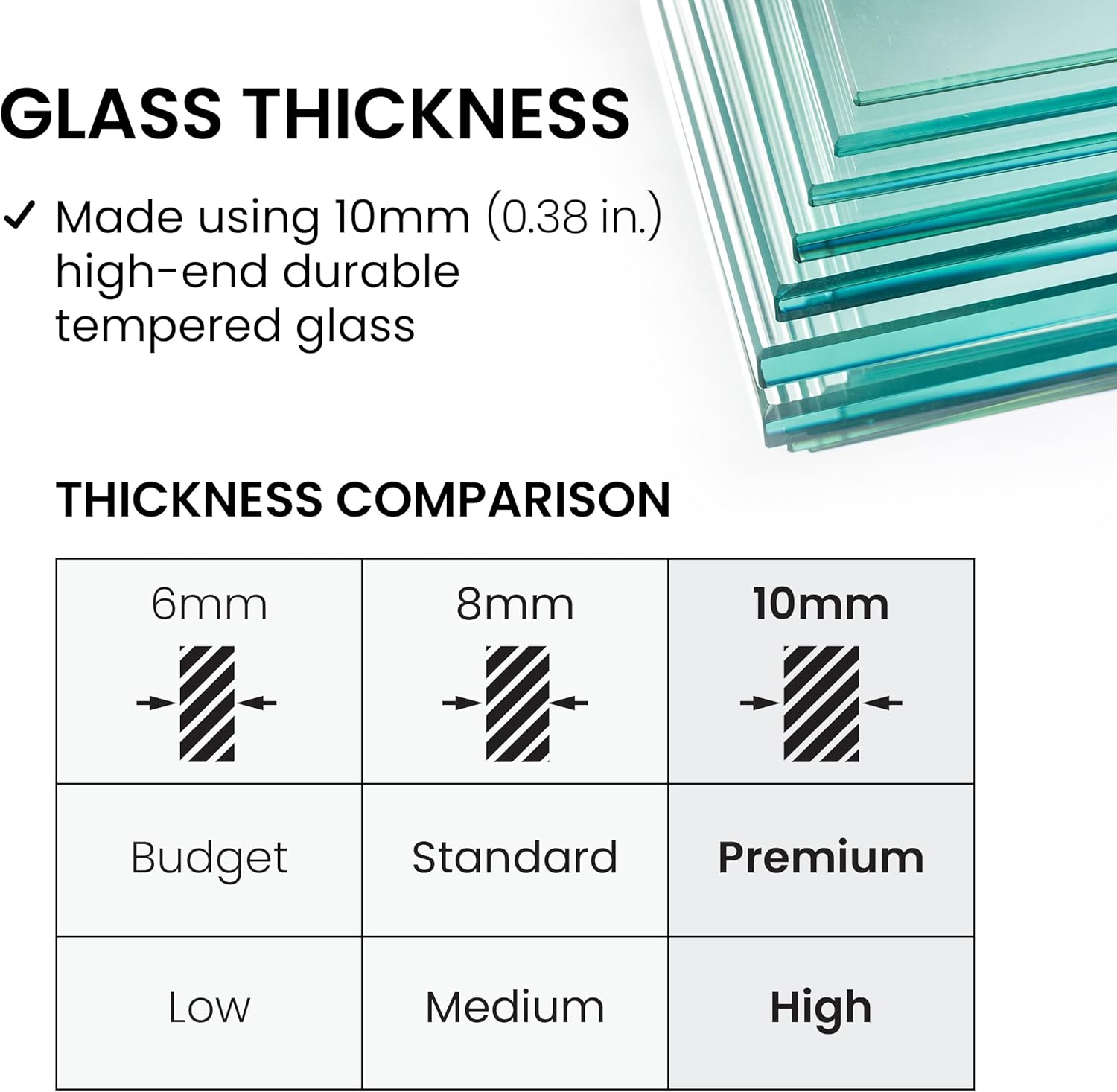 Swiss Madison Claire 34 x 58 Framed Fixed 3/8 in. (10mm) Clear Tempered Glass Tub Door with Black Matte Frame