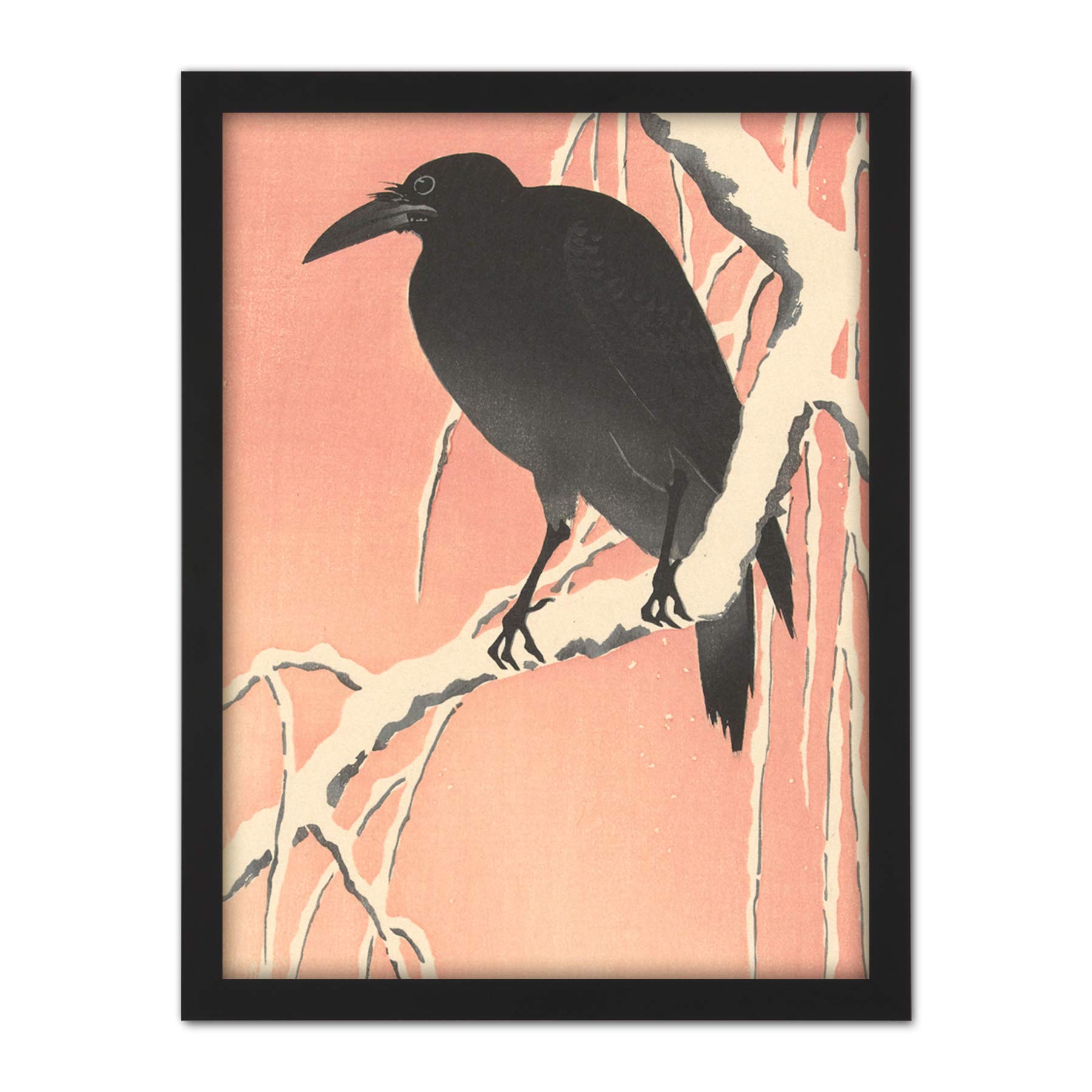 Artery8 Ohara Koson Crow On Snowy Branch Japanese Painting Artwork Framed Wall Art Print 18X24 Inch