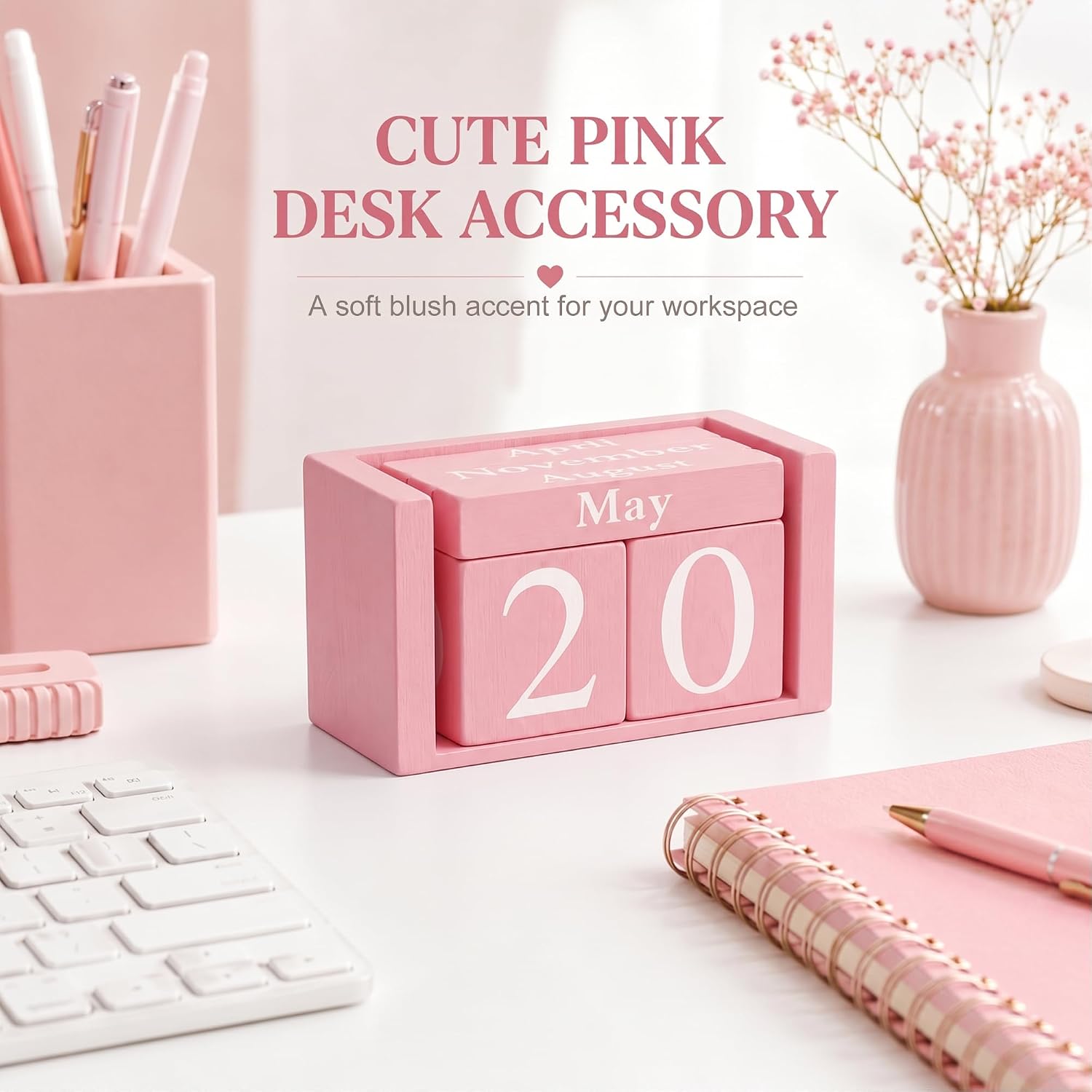 Pink block calendar for first day of school teacher gifts 