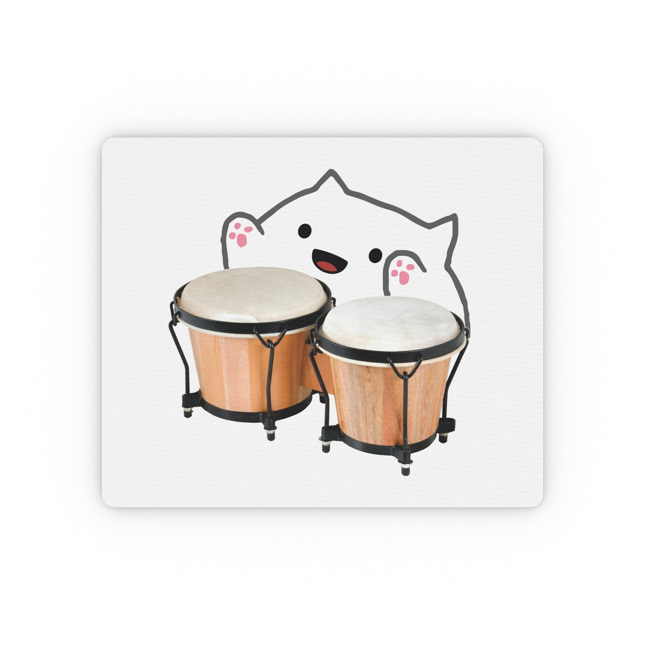 MIKKA ENTERPRISESMIKKA ENTERPRISES Funny Bongo Cat Cute Musical Instrument Kitten Meme Cartoon Tee Mouse Pad Rectangular Mouse Pad 9.3â€³ x 7.8" / Rectangle