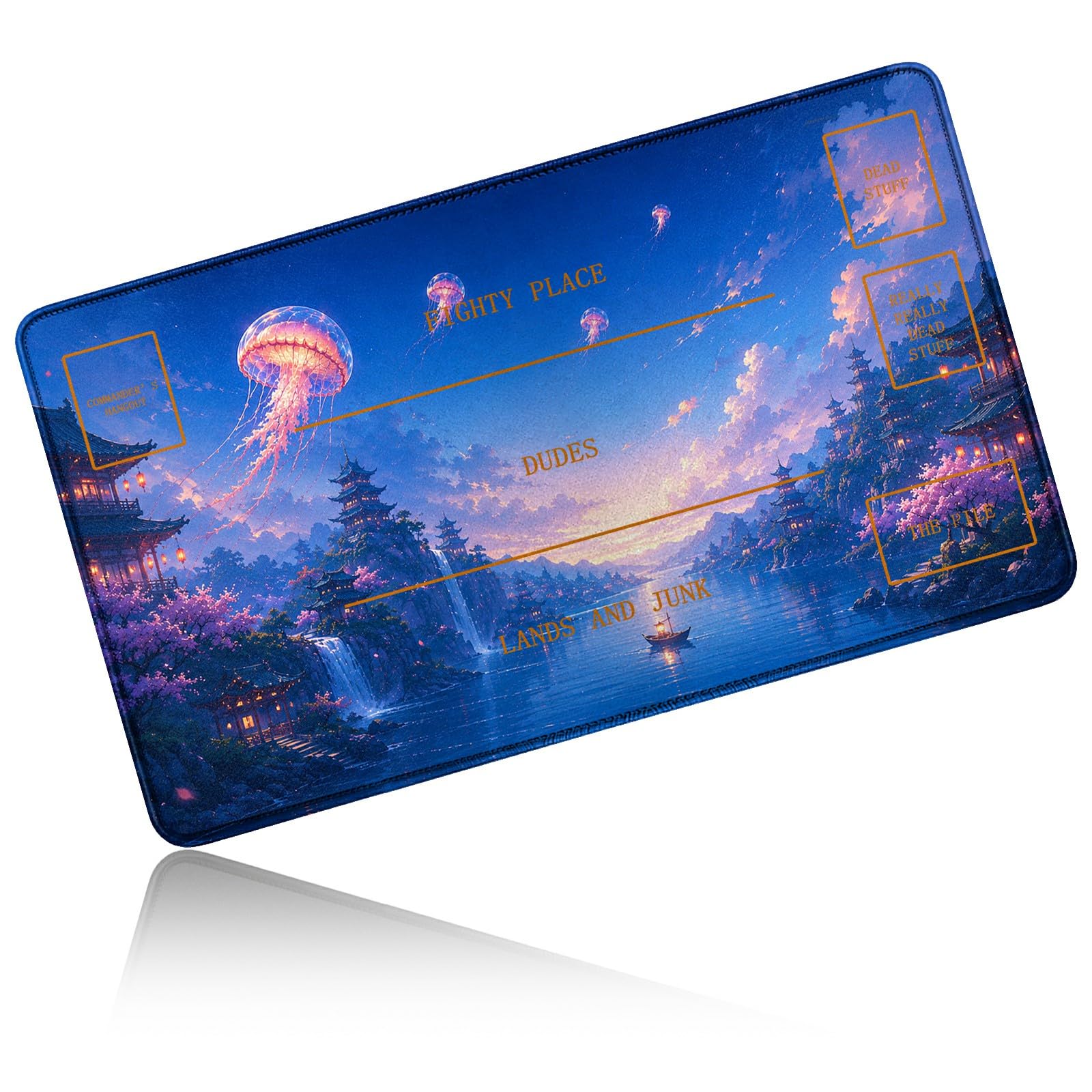 Dikoer for MTG/TCG Playmat w/Zones Commander Deck Mat, Jellyfish Pavilion