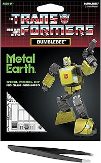 Fascinations Metal Earth Transformers Bumblebee Color 3D Metal Model Kit Bundle with Tweezers