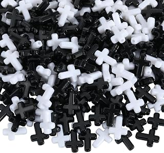 Ornaland 300 Pcs Cross Acrylic Beads for Jewelry Making Black White Bulk Plastic Cross Beads for Bracelets Earrings Necklaces DIY Beading Easter Decoration(Black White)