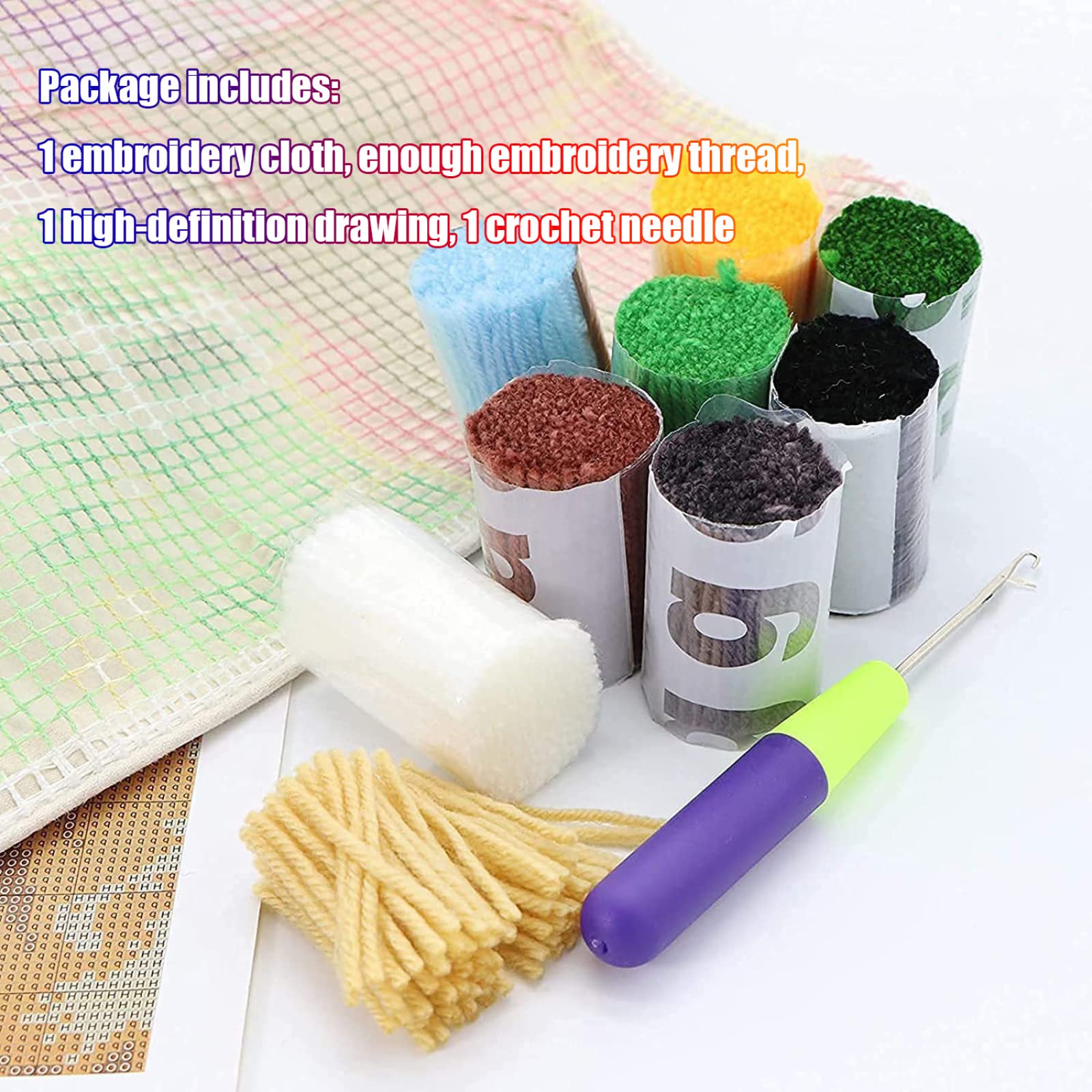 Juegos de Agujas de lengüeta para Adultos, Juegos de Agujas de lengüeta, Juegos de fabricación de alfombras DIY preimpresos con patrón,G-61x87cm/24x34in