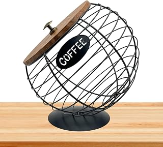 Coffee Pod Holder, KCUP Holder for Counter | Iron Coffee Pods Organizer with Lid | Desktop Decor, Fruit Bowl, Metal Snack Storage Stand, Counter Espresso Holders for Countertops | med lock | Desktop Decor, Fruit Bowl, Metal Snack Storage Stand, Counter Espresso Holders for Countertops