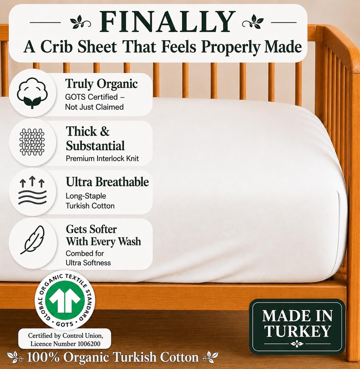 Signature Mini Crib Sheet – Hearitage Aegean Turkish Cotton – 1 Pack Mini Crib Sheets Fitted 38×26 Compatible with Graco Pack n Play Playard Crib and Playpen Mattress – Ultra Soft Playard Bedding
