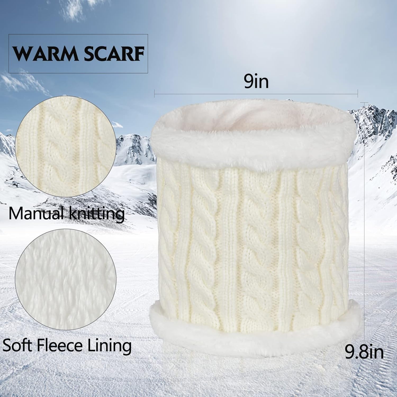 Women Knit Beanie with Pompom, Fleece Lined Neck Warmer & Touchscreen Gloves Set - Winter Thermal Accessories Christmas Gift - Image 4