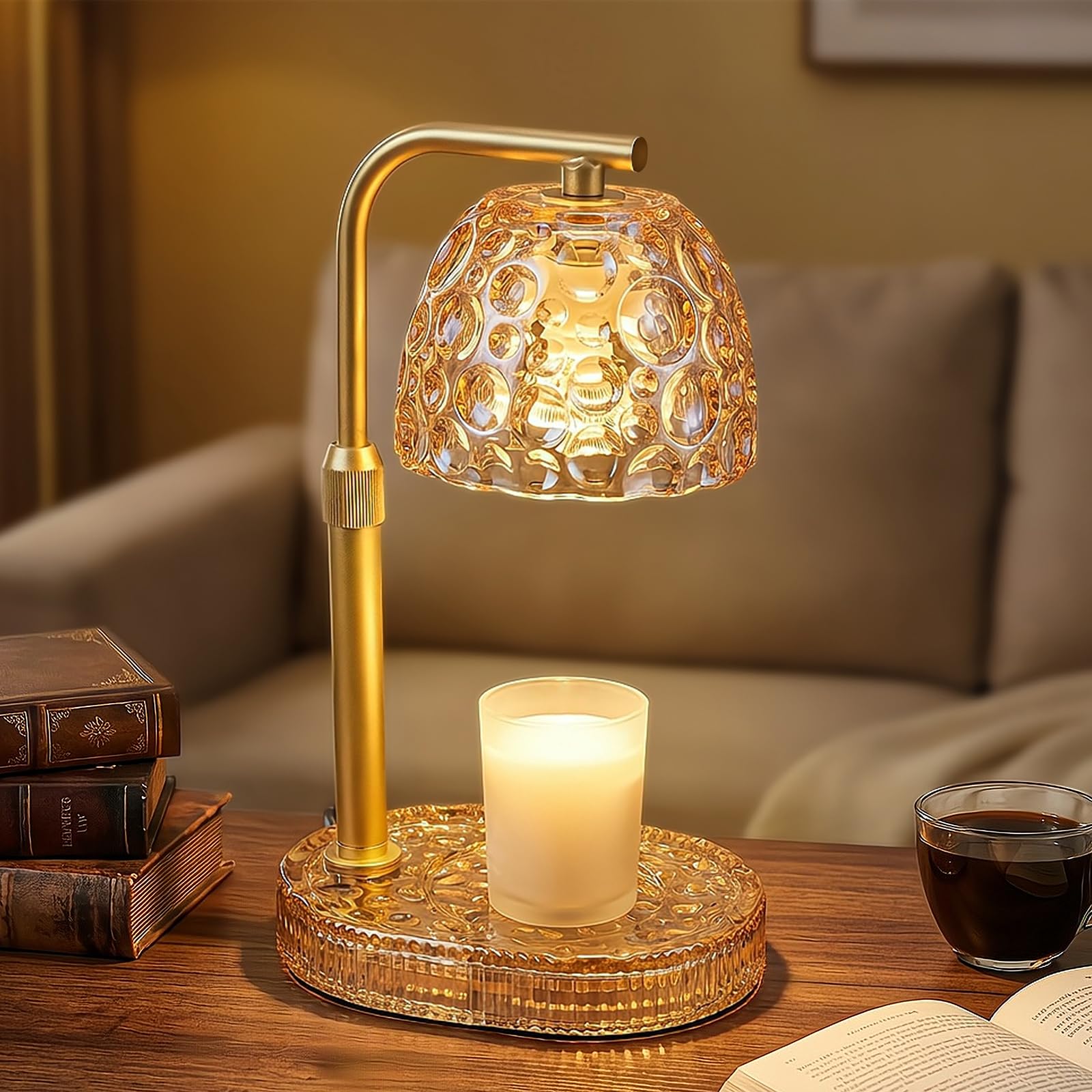 Lampada riscaldante per candele con timer e timer per candele in barattolo, altezza regolabile, con 2 lampadine, per donne e mamme, idea regalo, decorazione per la casa e la camera da letto