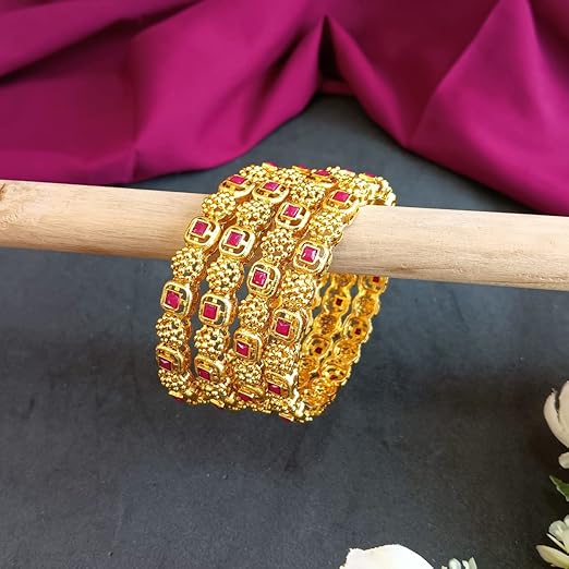 Efulgenz Indian Jewelry Gold Tone Bracelet Bangle Set Traditional Wedding Bridal Bollywood Jewelry for Women (6 Pcs) Size-2.4