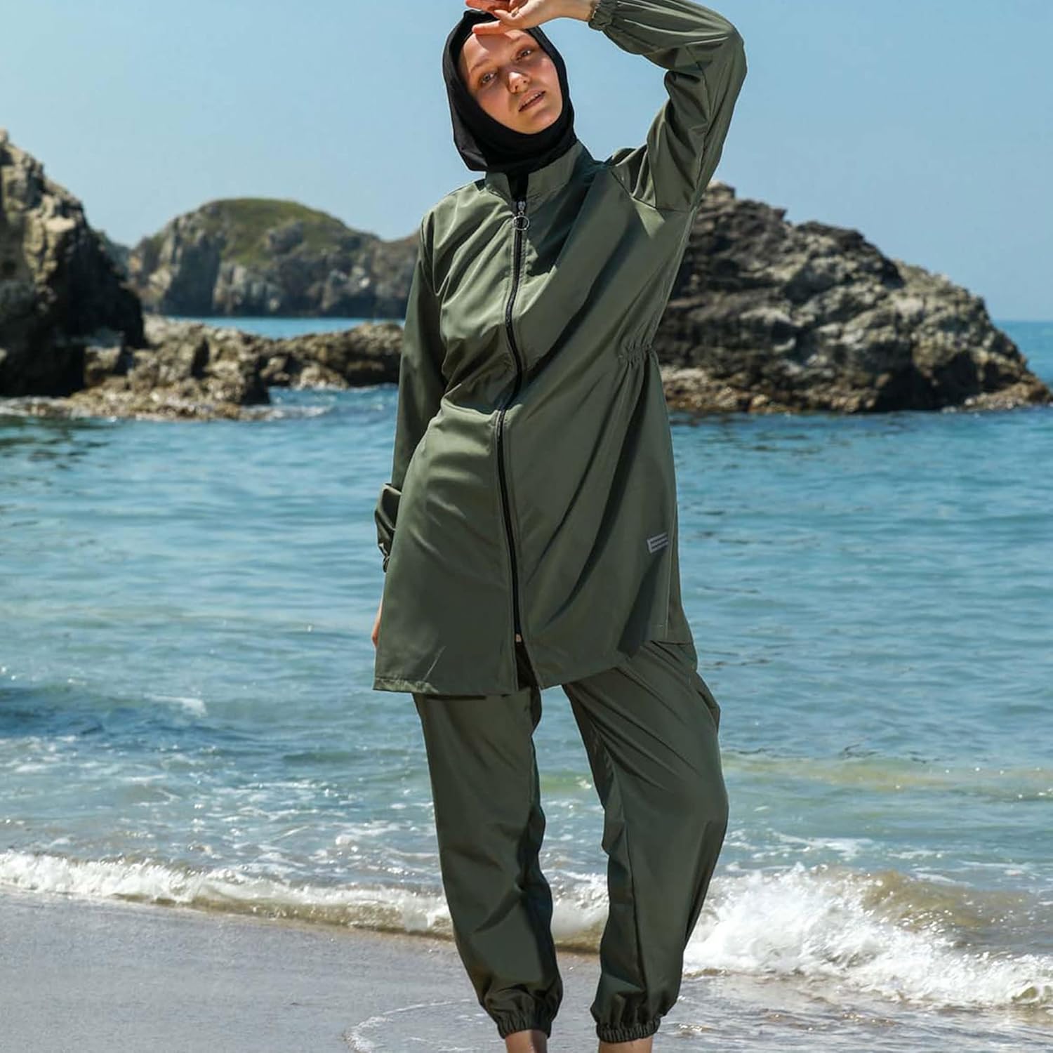 Islamic Long Sleeve Swimsuits for Women Modest Muslim 4 PCS | Full Cover Rash Guard Burkini | Arabic Swimwear - Image 4