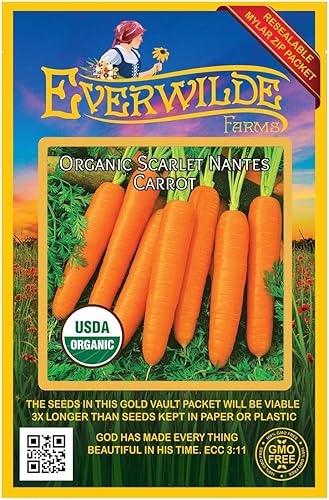 Miniatura 1 de Everwilde Farms - 1000 semillas de zanahoria orgánicas Scarlet Nantes - Paquete Gold Vault