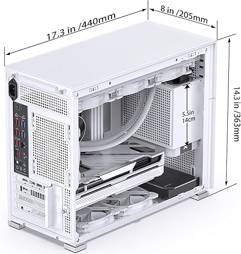 Miniatura 4 de JONSBO Carcasa para computadora D31 MESH SC blanca con pantalla, placa base M-ATXITXITXsoporte RTX 4090 (13.189-15.748 in) GPU 360280AIO, potencia