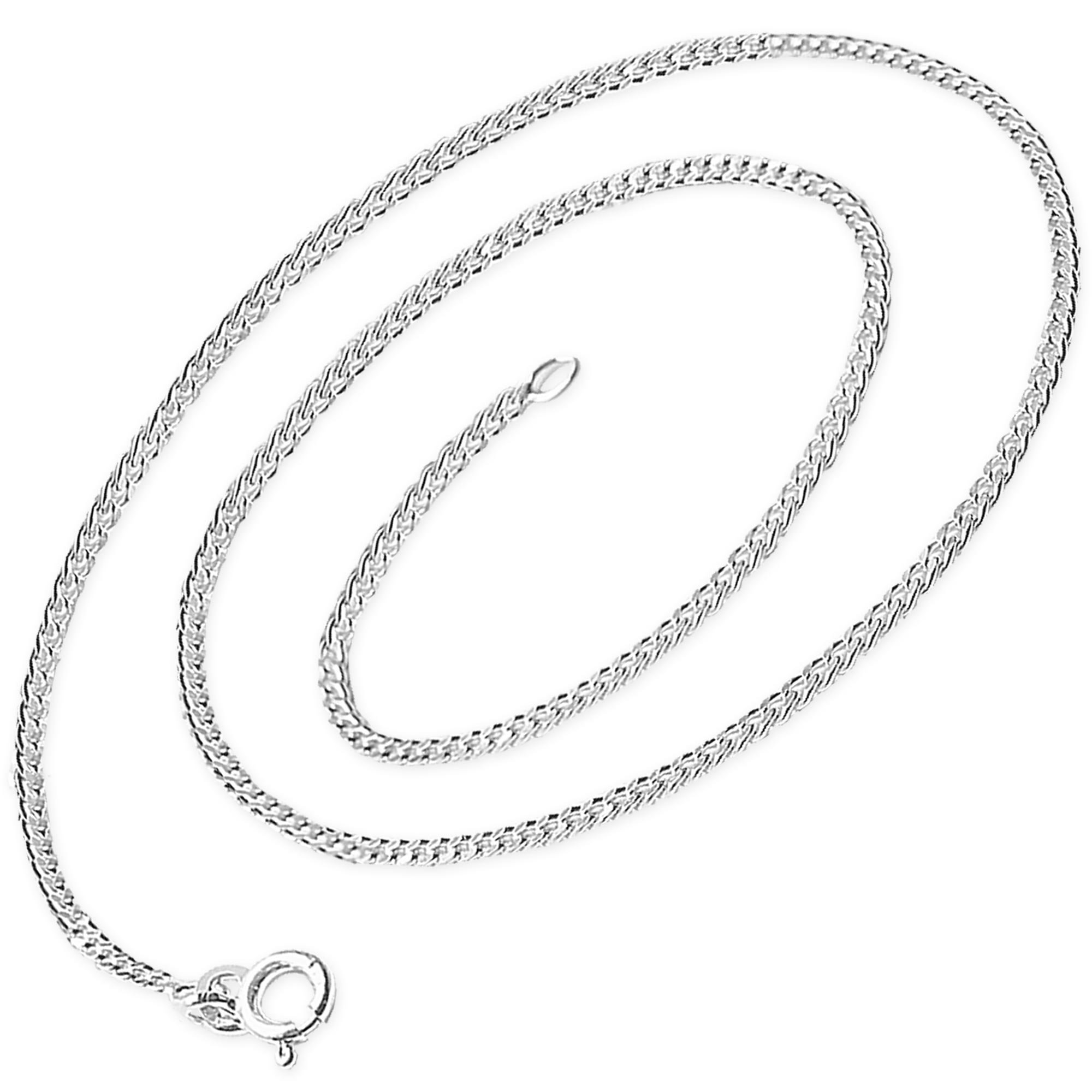 CLEVER SCHMUCKSilver Kids Jewellery Curb Chain Necklace 40 cm 1.6 mm Wide Shiny Sterling Silver in Gift Box