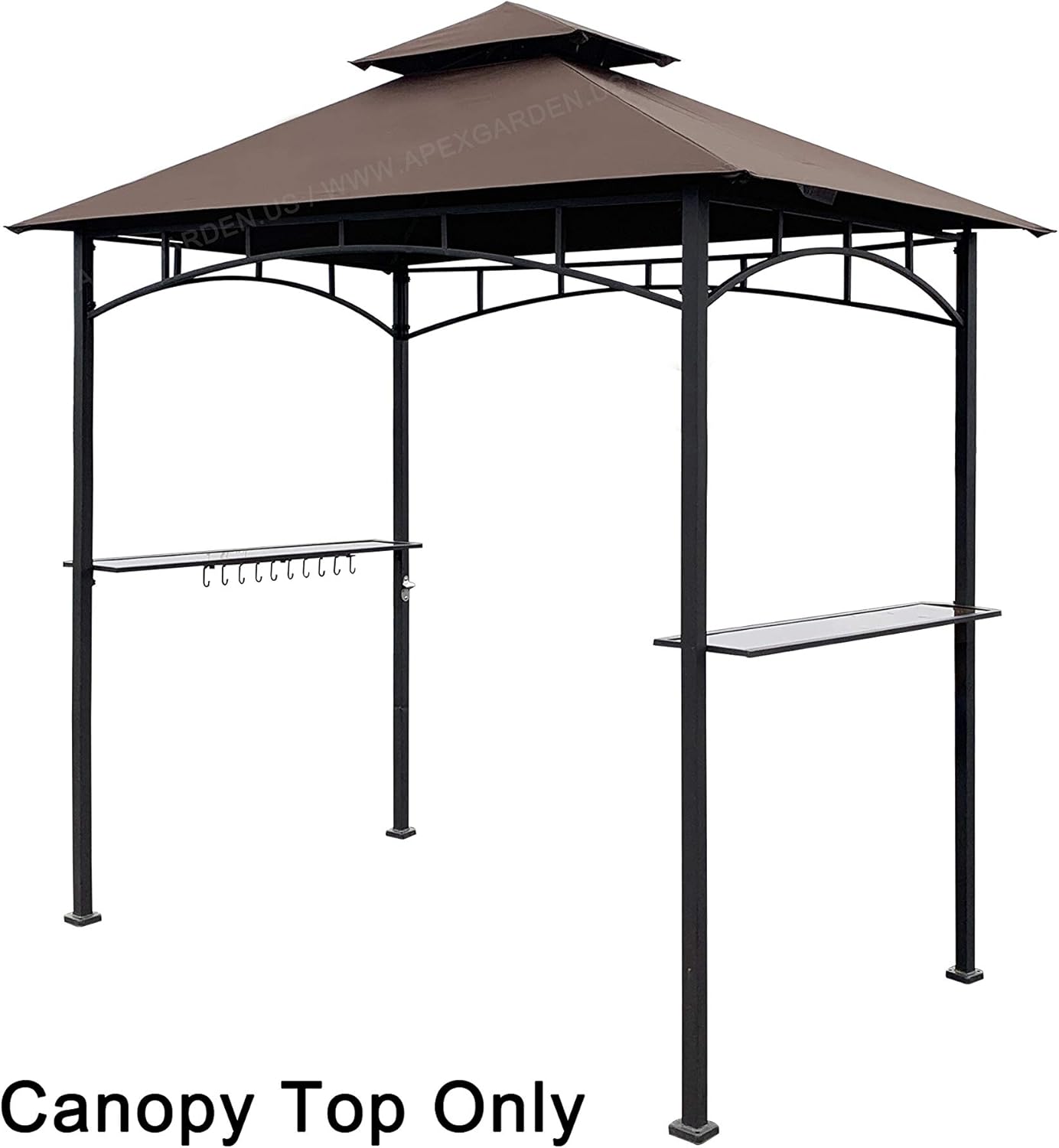 APEX GARDEN Replacement Canopy Top CAN ONLY FIT for Model #L-GZ238PST-11 8' X 5’ Bamboo Look BBQ Grill Gazebo (Canopy Top Only) (Brown)