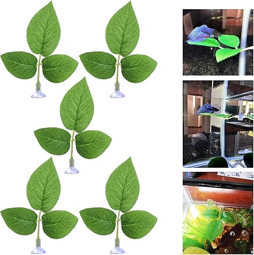 Miniatura 2 de Paquete de 5 accesorios para reposo de peces Betta, hamaca de hojas, almohadilla de hojas para peces beta, copa de peces para peces, crianza de