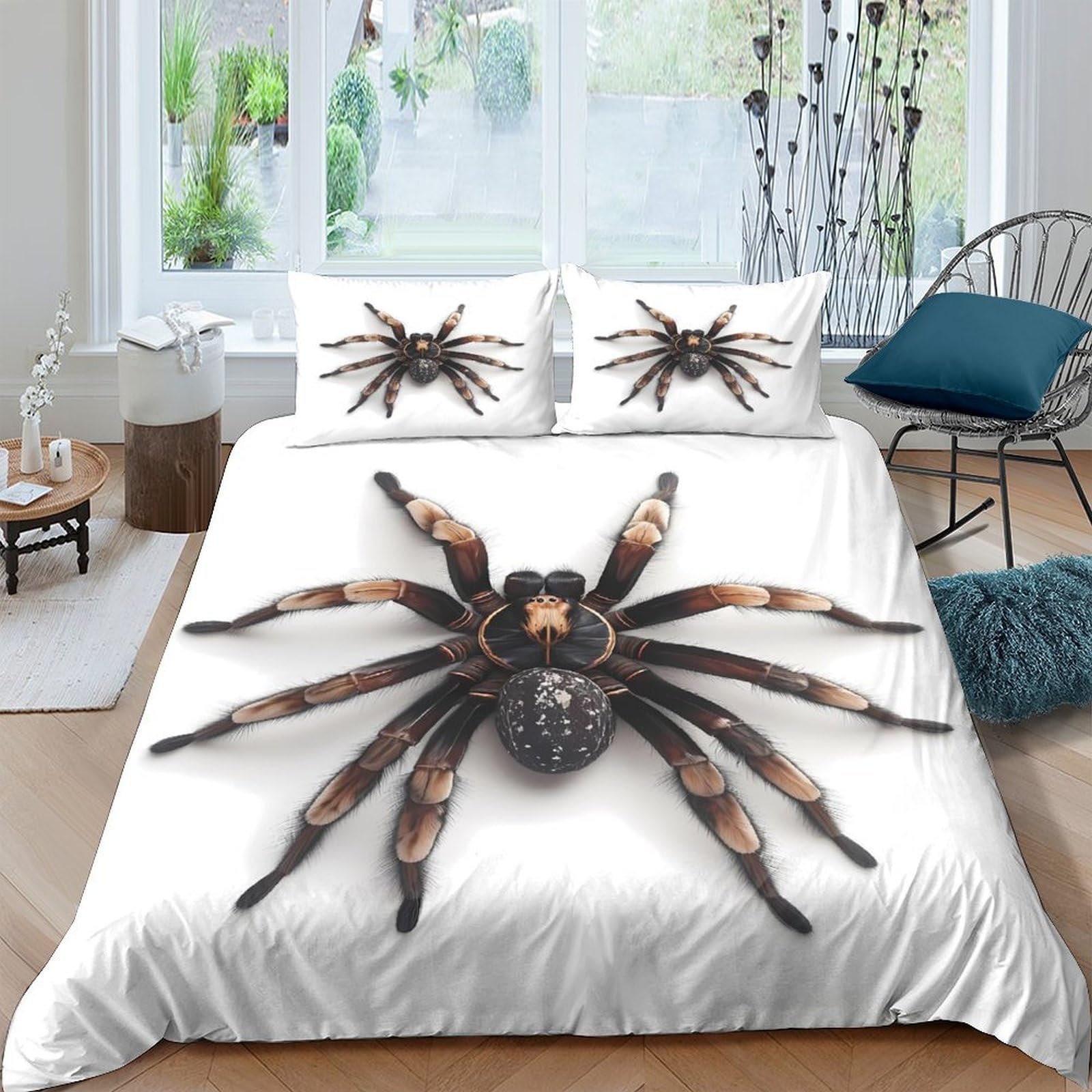 Ctjqhvkz Style-2 3D Printed Tarantula Fitted Sheet Microfiber Anti-Slip Spider Bed Cover For Bedroom Dorm Mattress Protection Decor Single（135X200cm）