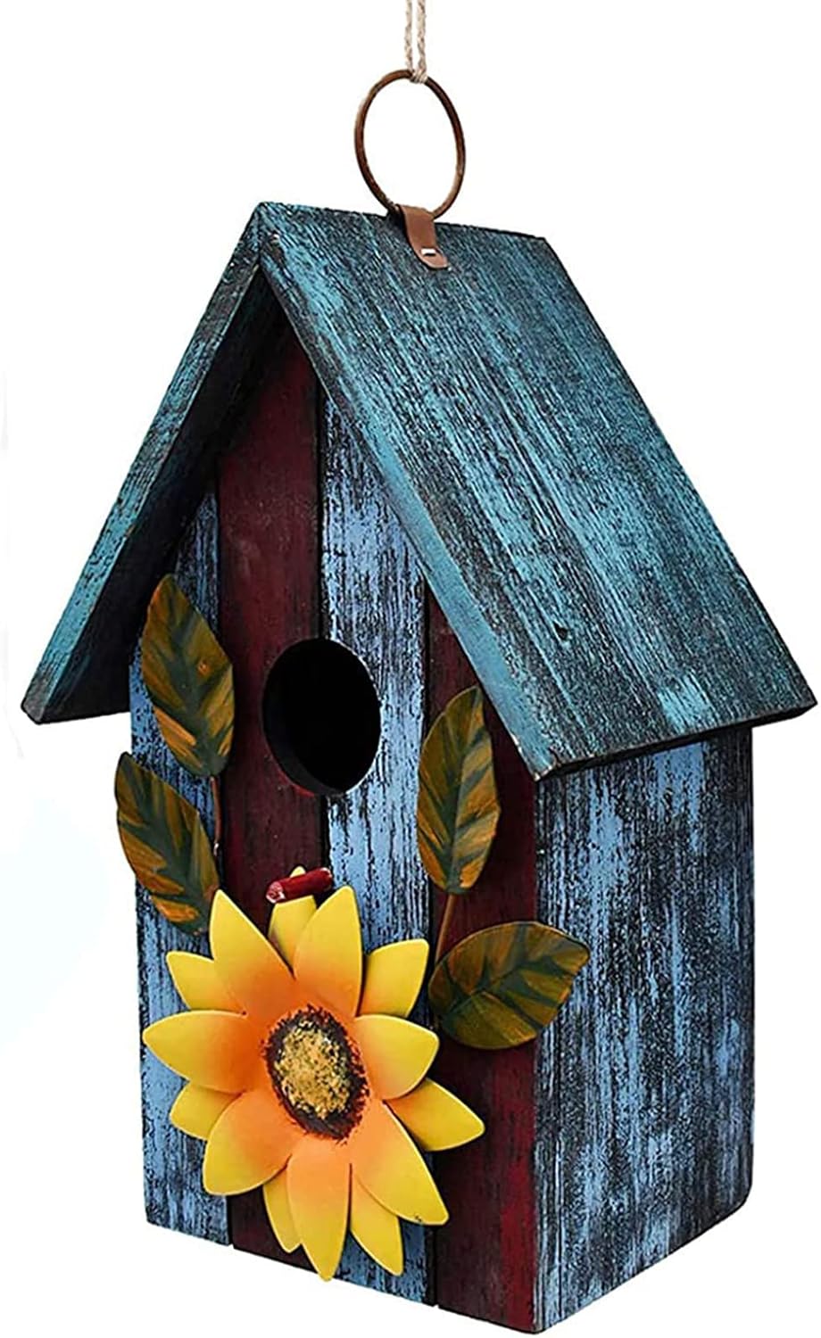 Wooden Bird Houses for Outside Hanging Garden Patio Decorative Bird Houses Outdoor Hand Painted Birdhouse for Small Bird Finch Cardinal Spring Birdhouse : Patio, Lawn & Garden