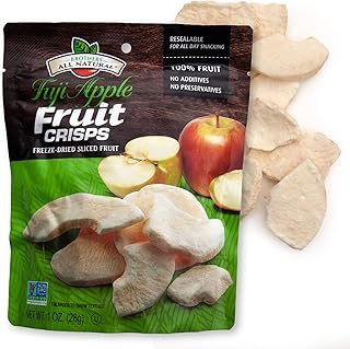 Brothers All Natural Freeze Dried Fruit Crisps, Fuji Apple, 1 Oz (Pack of 8), Made with 100% Fruit, Gluten Free, Soy Free, Vegan, Heathy Snack, Resealable Pouch