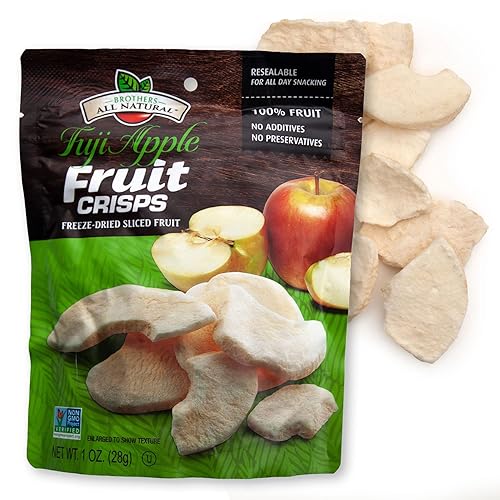 Brothers All Natural, Fuji Apple Fritas liofilizadas de frutas, sin gluten, sin OMG, nada añadido, bolsa resellable de 1 onza (paquete de 8)