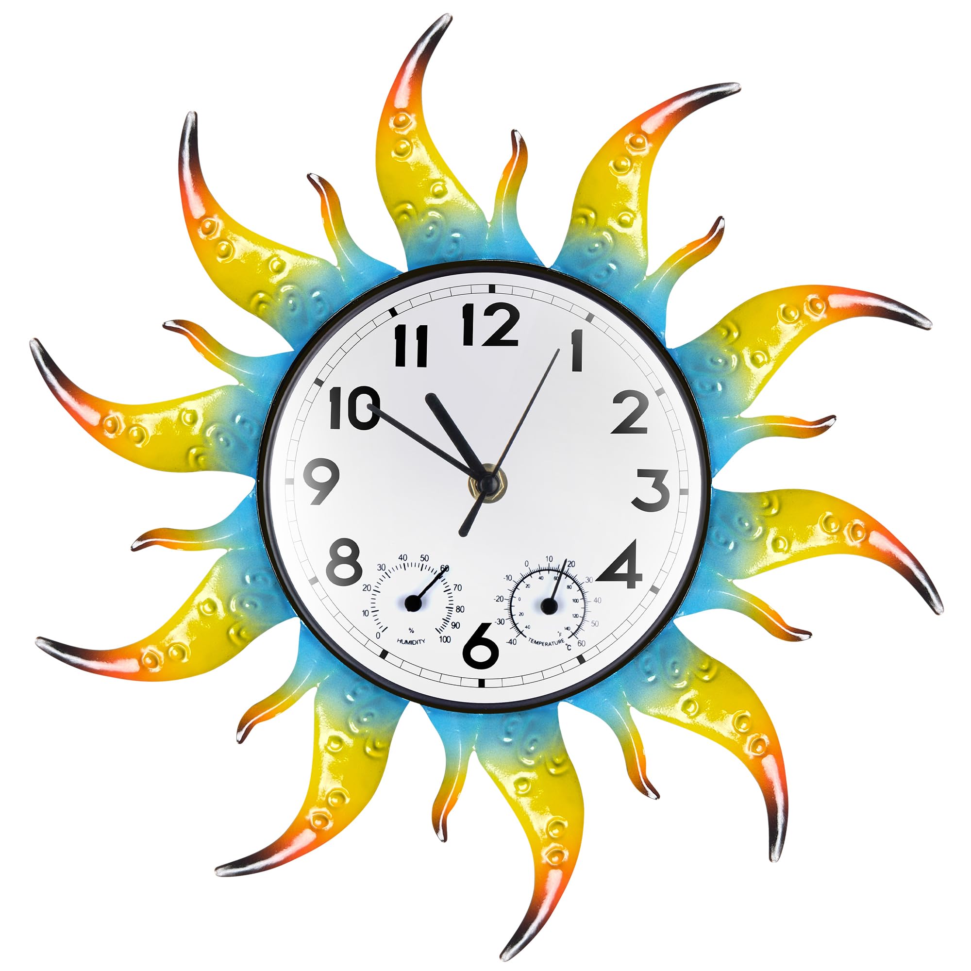 Horloge d'extérieur haut de gamme étanche et silencieuse avec thermomètre mural