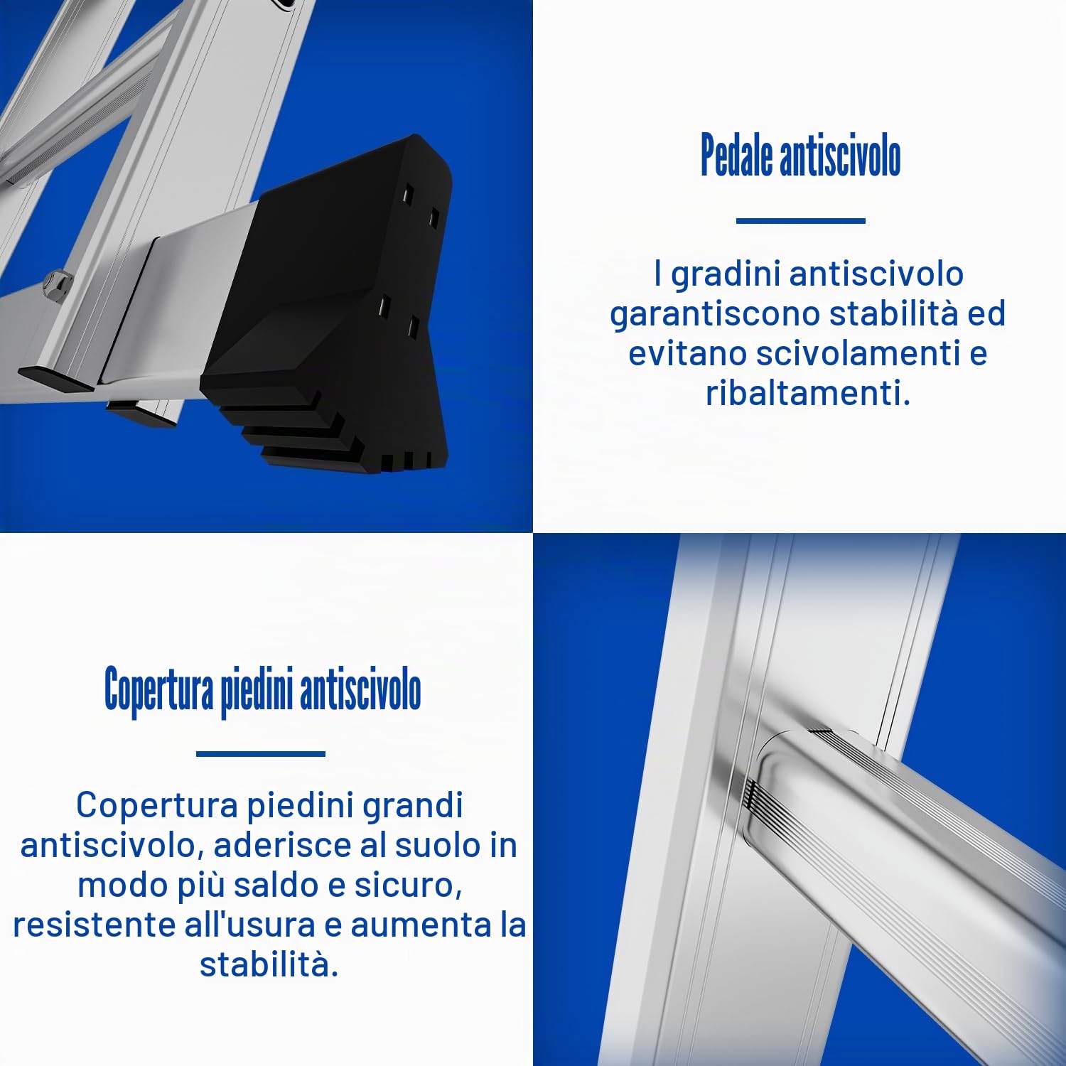 Sonnewelt Scala Multiuso in Alluminio 4x5 Gradini - 5,8 m Con Piattaforma e 2 Ponteggi - Pieghevole, 20 Gradini, Fino a 150 kg, Argento