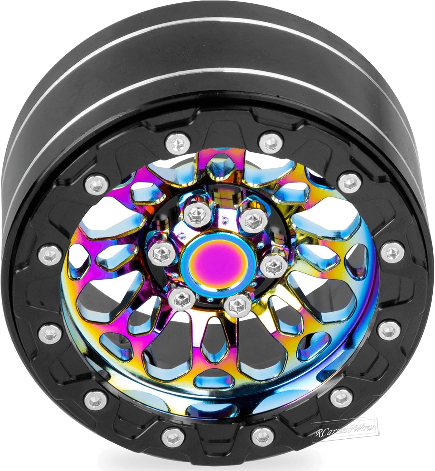 RC 2.2" Beadlock Wheels for 1/10 RC Crawler SCX10 AMG 6X6 TRX4 Red cat Gen8 Gen7 Pro,Alloy Aluminium 2.2 Beadlock RC Wheels 2.2 Beadlock RC Rims,4Packs,Rainbow