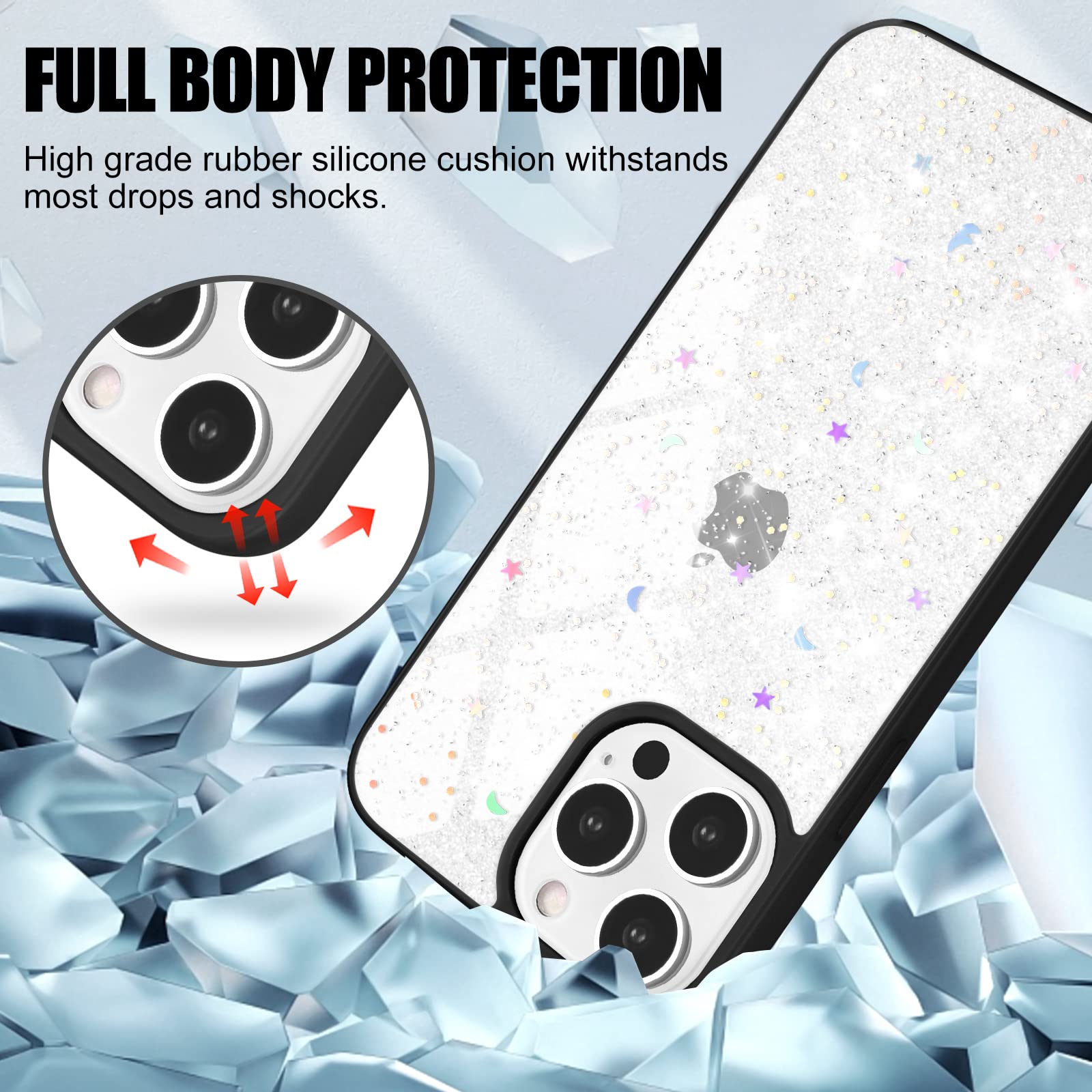 Newseego Copatible With IPhone 14 Pro Ax Case, Clear Laser Glitter - View #2