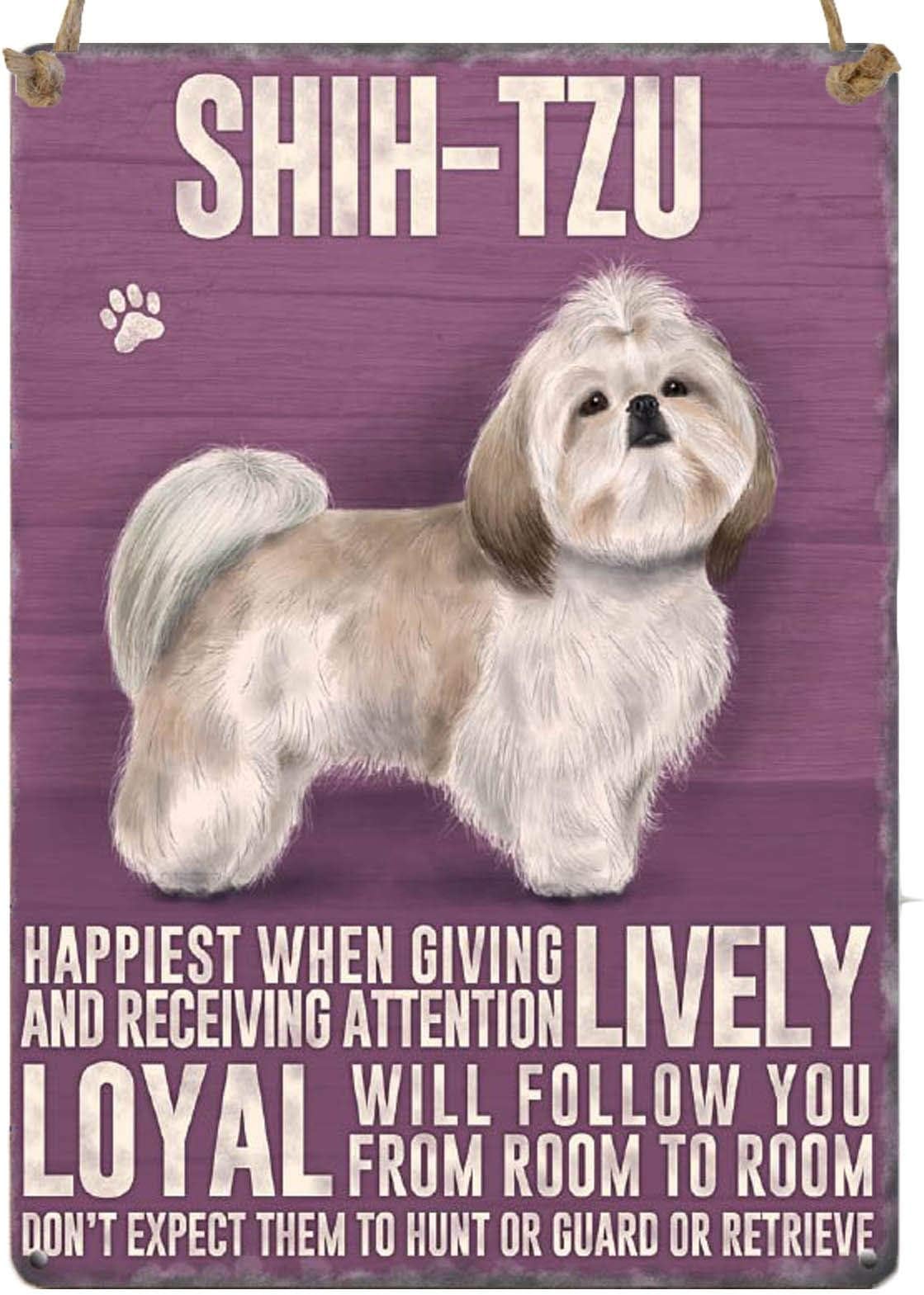 Retro Mini Metal Shih-Tzu Dog Saying Sign Hanging Decoration 6.5x9cm