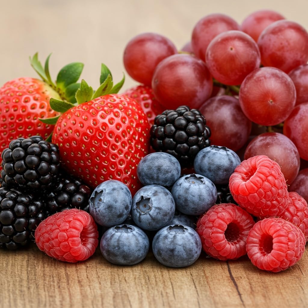 Live Berry Starter Plant Variety Pack - Complete Garden - 1 Year Seedlings of Each BlackBerry, Grape, Raspberry, and Blueberry. Plus 5 Rootstock Strawberries.