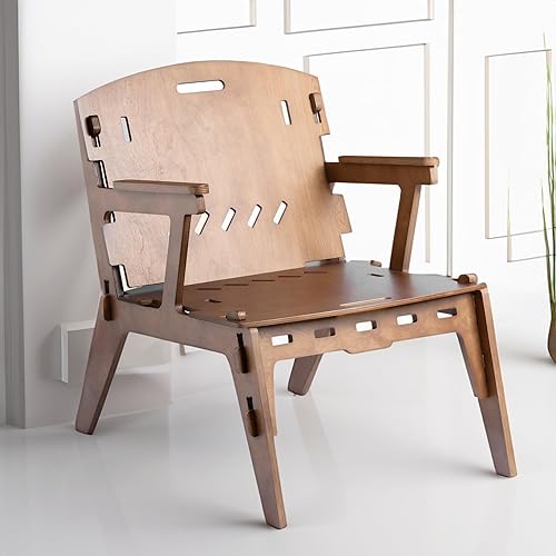 Pacifica - Silla decorativa moderna de mediados de siglo, diseño escandinavo en color nogal, sin tornillos, fácil montaje, sofá para sala de estar y