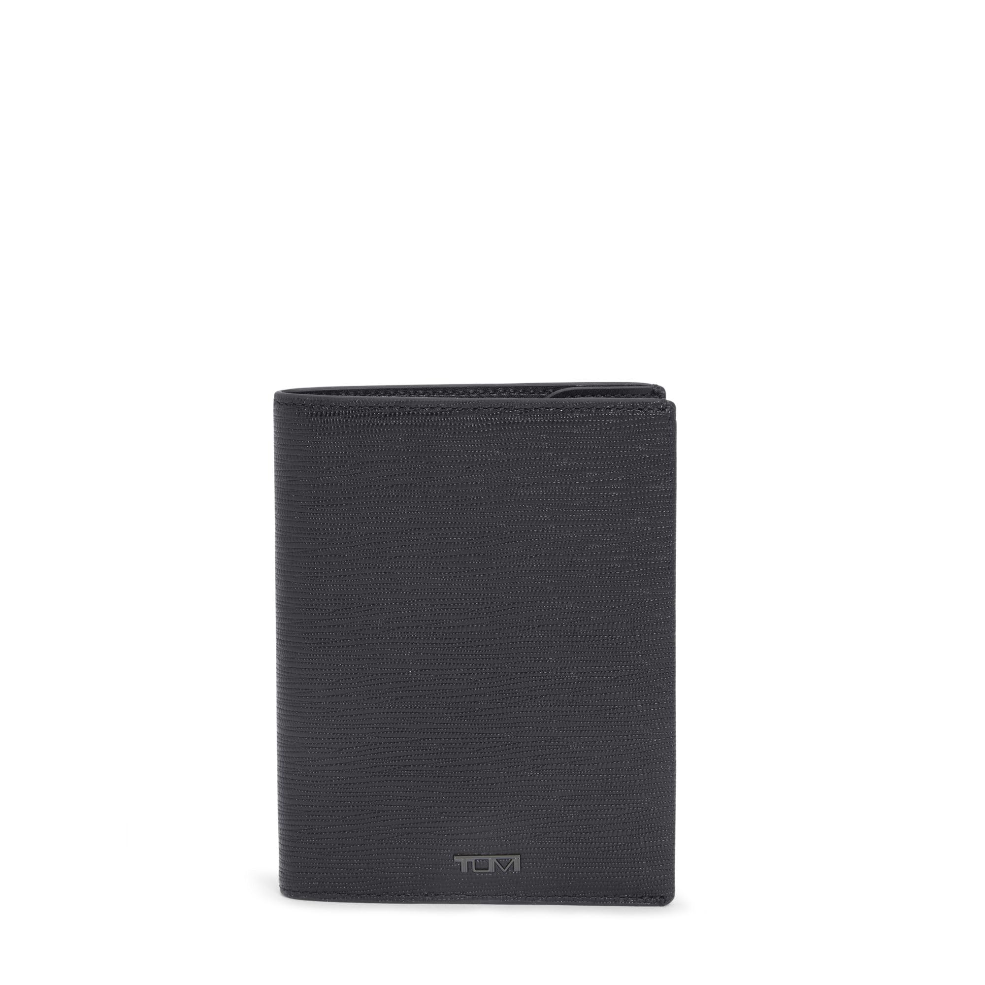TUMI - Nassau Leather Passport Sleeve - Travel Card Holder and Organizer - Black Embossed