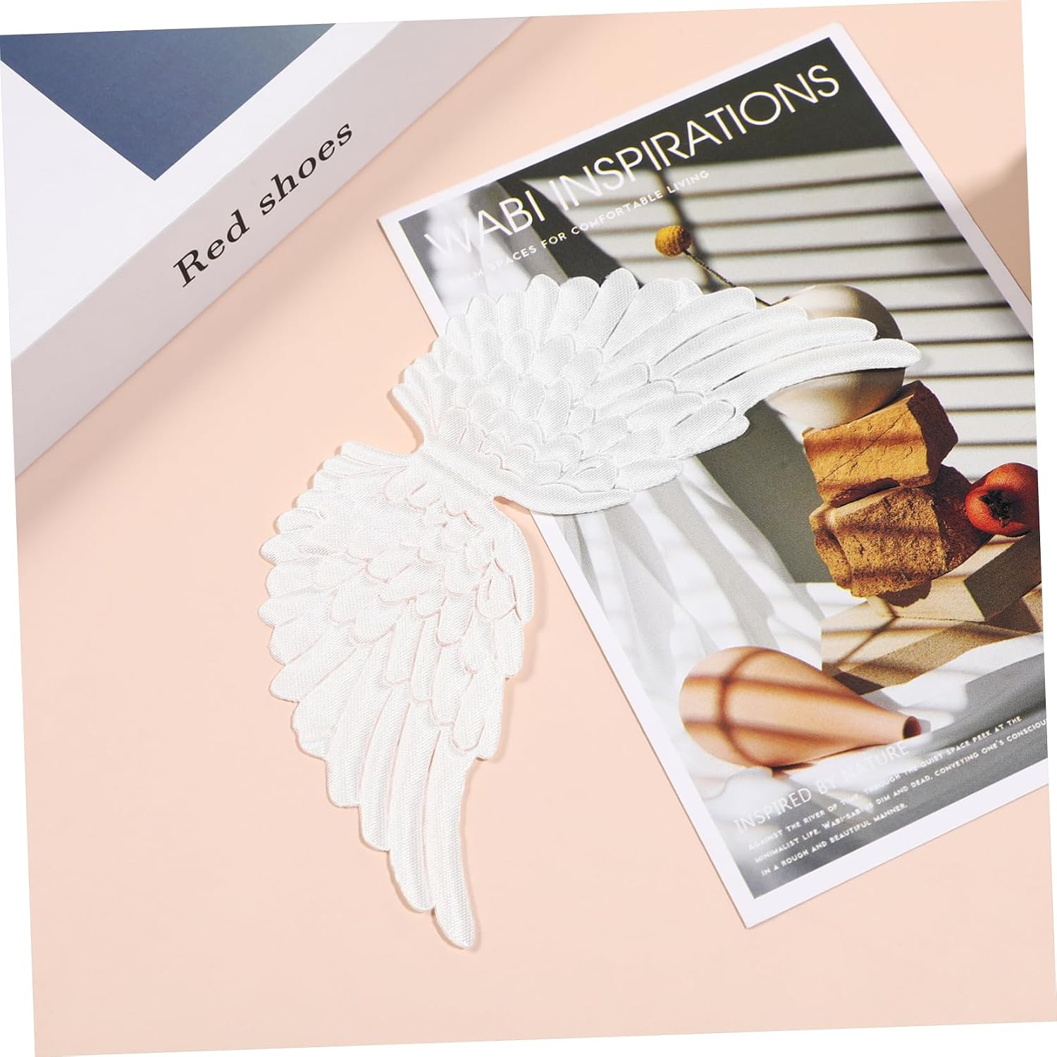 12PCS Angel Wings Fabric Wings Patches for DIY Crafts Hair Accessories (White)