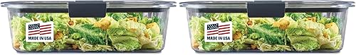 Rubbermaid Brilliance Recipiente de almacenamiento de alimentos, grande, 9.6 tazas, transparente, paquete de 2