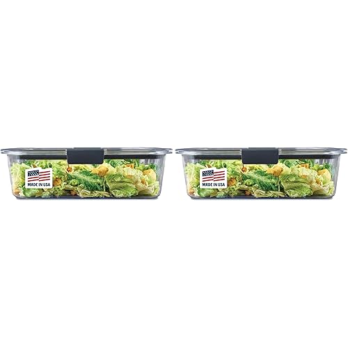 Rubbermaid Brilliance Food Storage Container, Large, 9.6 Cup | Clear | Pack of 2