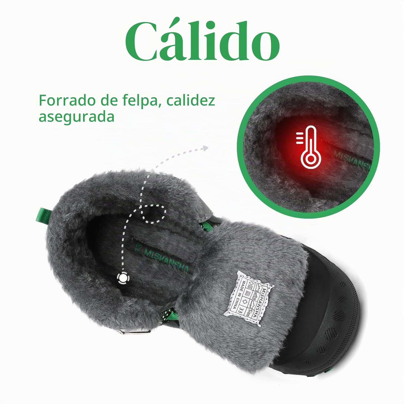 Mishansha Botas de Nieve Niño Botas Antideslizantes, Negro 29 | Forro cálido, cierre de autollenado, puntera reforzada, suela con dibujo, colegio, paseos, nieve