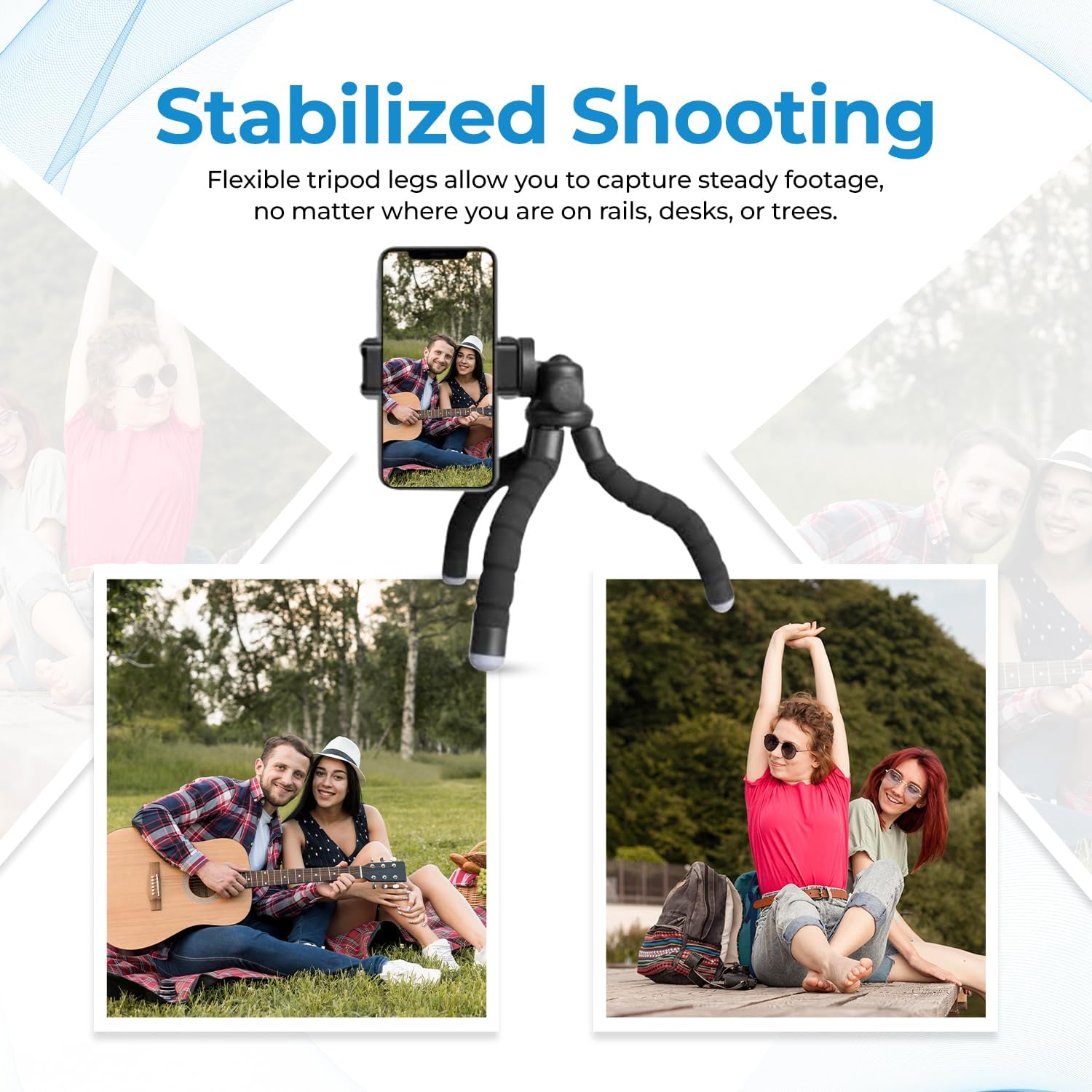 Flexible Mini Tripod, Camera Flash, 4 AA Batteries & Cleaning Cloth for Cameras, Smartphones & Content Creators - BluebirdSales Vlogging Starter Kit