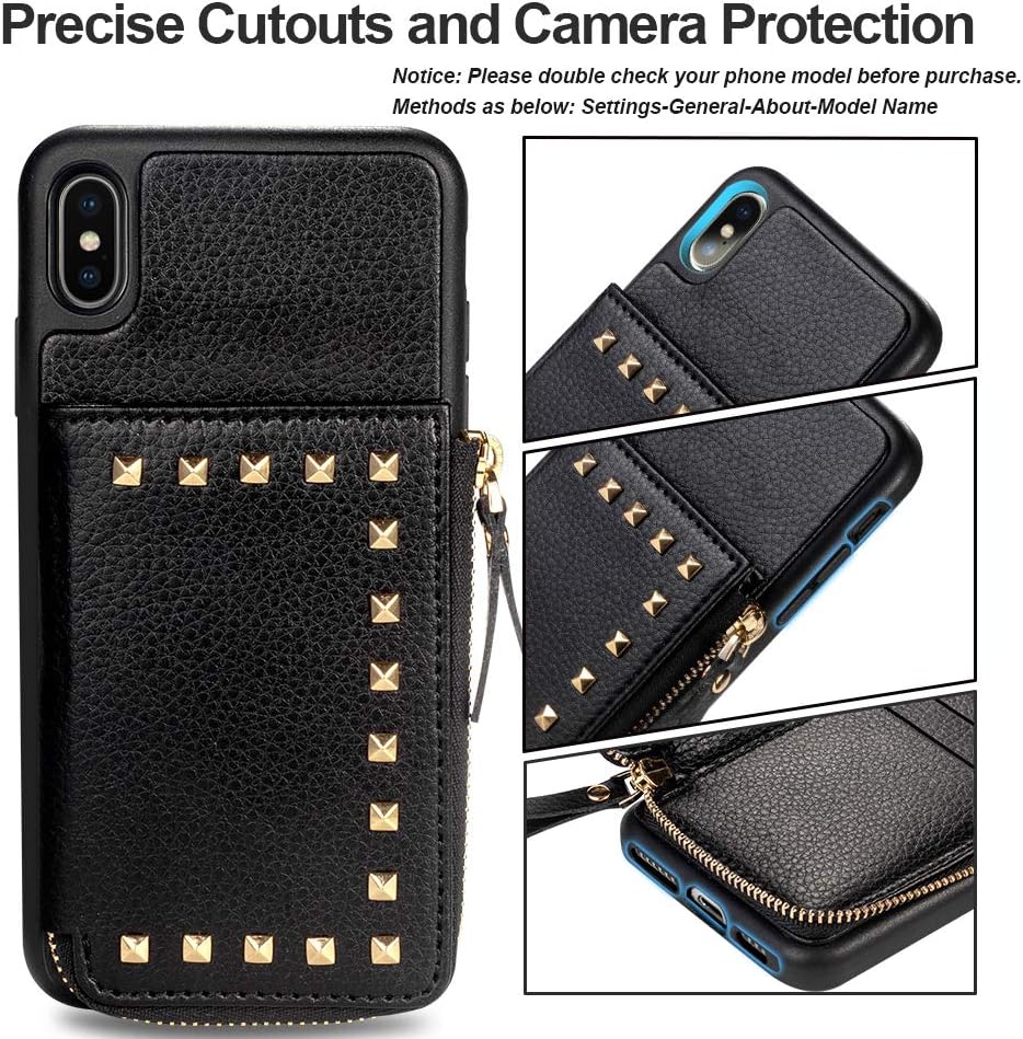 🔥 Cаѕhbасk uр tо 70% ZVE iPhone Xs Max Wallet Case, iPhone Xs Max Case with Credit Card Holder Slot Leather Wallet Shockproof Protective Zipper Pocket Purse Handbag Case for Apple iPhone Xs Max 6.5 (2018) - Black