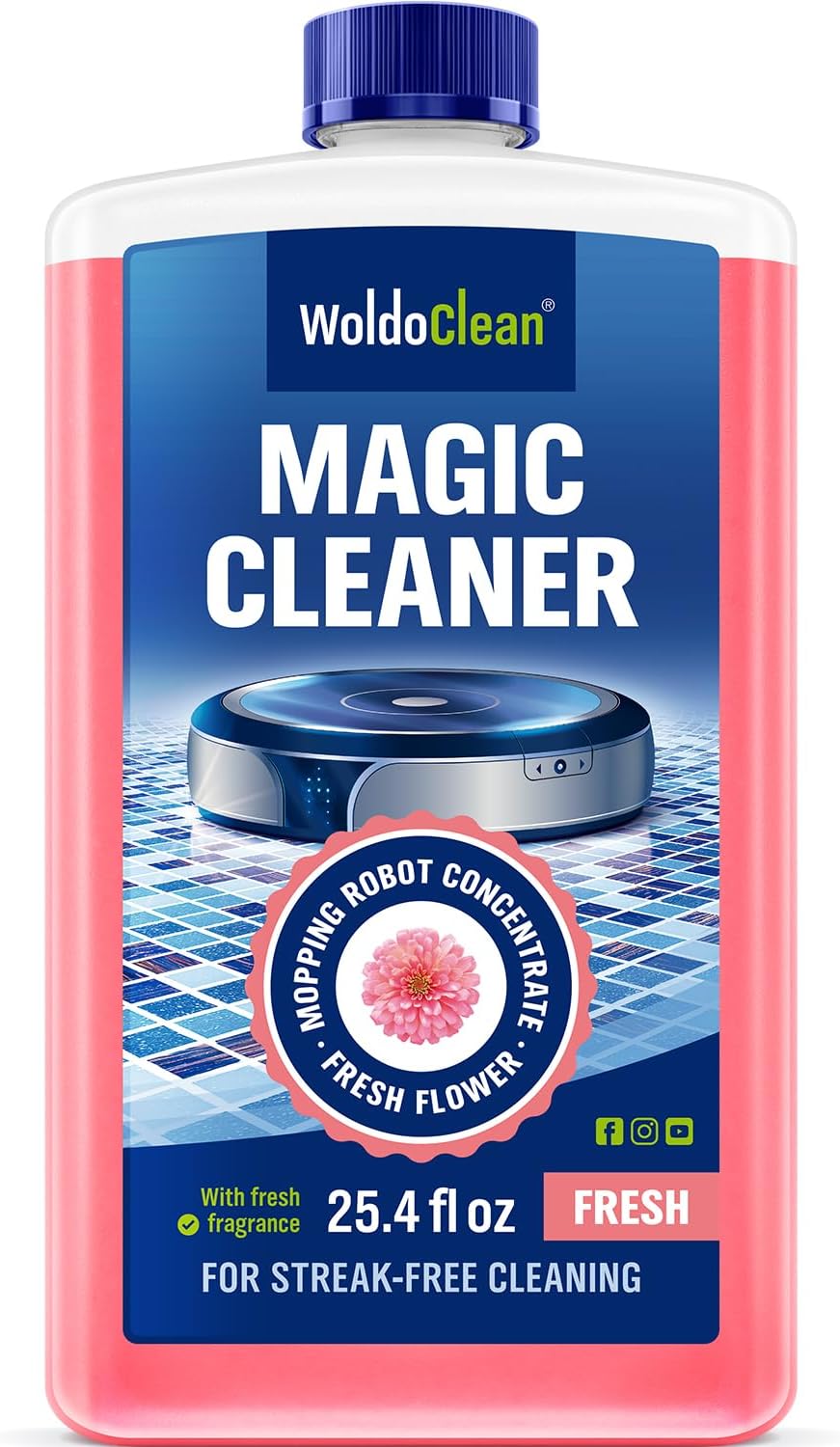 Robot Vacuum Cleaning Solution 750ml - Concentrated Floor Detergent with Floral Scent for all Robot Mops & Docking Stations, 50 Applications