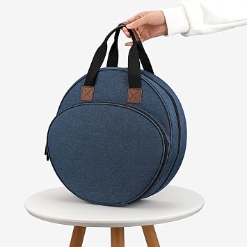 Shinyzone Cross Stitch Storage Bag Blue,Embroidery Projects Bag,Sewing Crafts Storage Tote Bag,Knitting Bags with Zipper Pockets Organiser for Embroidery Hoops,Charts and Threads
