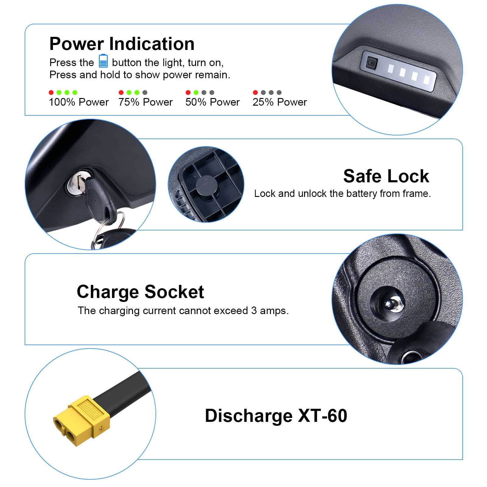 36V 25Ah batteria per bicicletta elettrica for 250W Bafang/Tongsheng kit di conversione per ebike - batteria di ricambio per motori elettrici da 250 W, 500 W