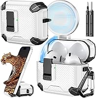 Vista 52 de Inesore Funda para AirPods Pro 3 (2025) con soporte para teléfono y kit de limpieza, compatible con MagSafe, cubierta de bloqueo automática