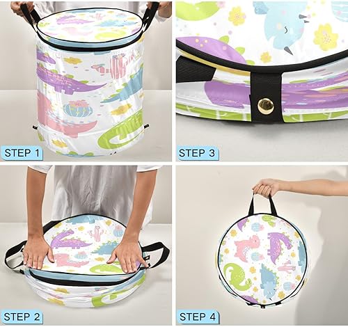 Miniatura 4 de Hamper outdoor collapsible decorative baskets for toys Cartoon Kawaii Dinosaur Purple Western Cactus Sweet Pink,cesta de ropa sucia para