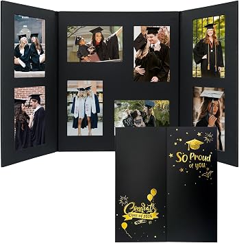 GMFrames Graduation Picture Frame Photo Display Board Class of 2026 Multi 4"x6" Memory Portfolio Album for Senior High School, College or University Graduation Photographs Black