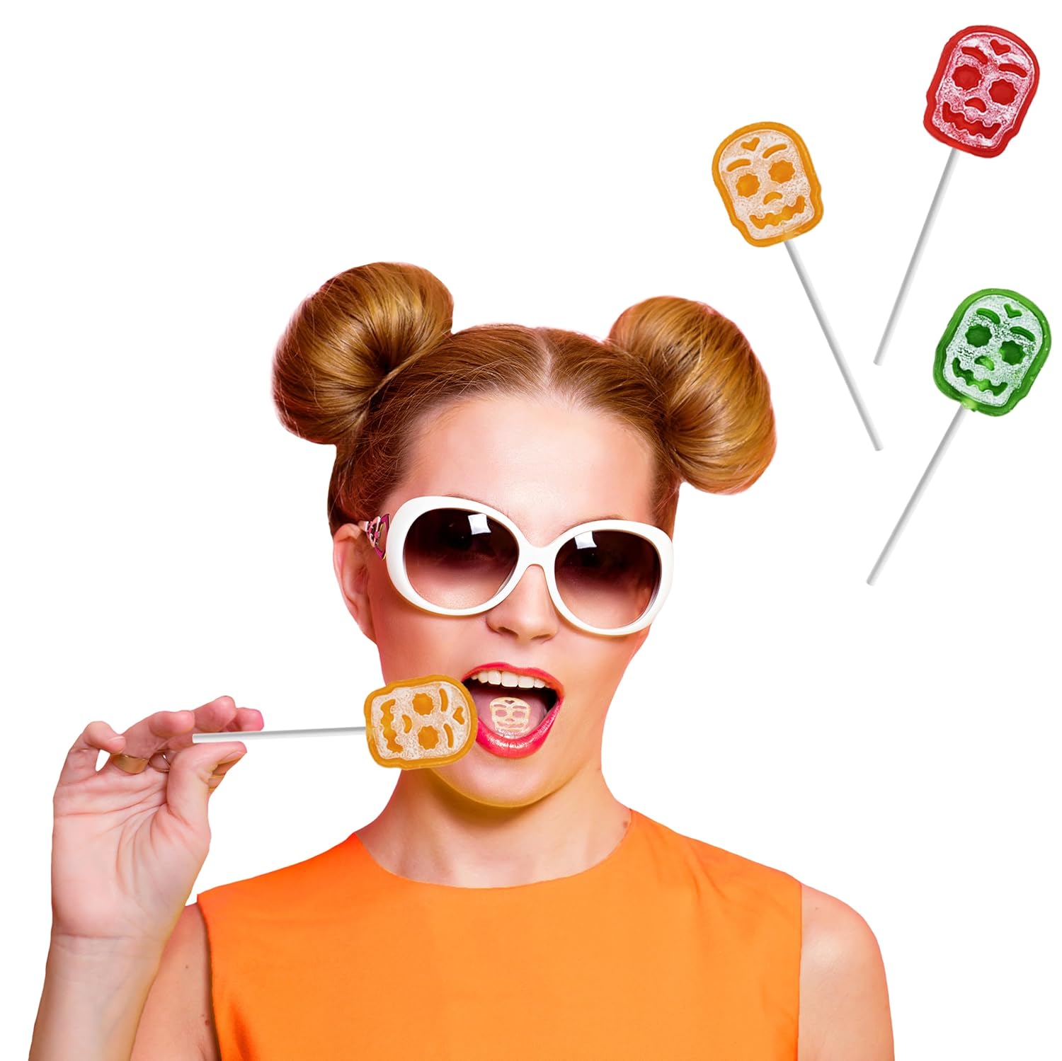 Fruidles Halloween Multicolor Skulls Tattoo Lollipop Suckers Candy, Great for Halloween Goody Bag Fillers, individually Wrapped, 6 Gram Pop (5 Pounds (Bulk))