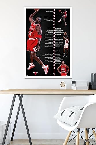 Miniatura 6 de Trends International Michael Jordan - Póster de pared de línea de tiempo, 22.375 x 34 pulgadas, versión enmarcada en blanco