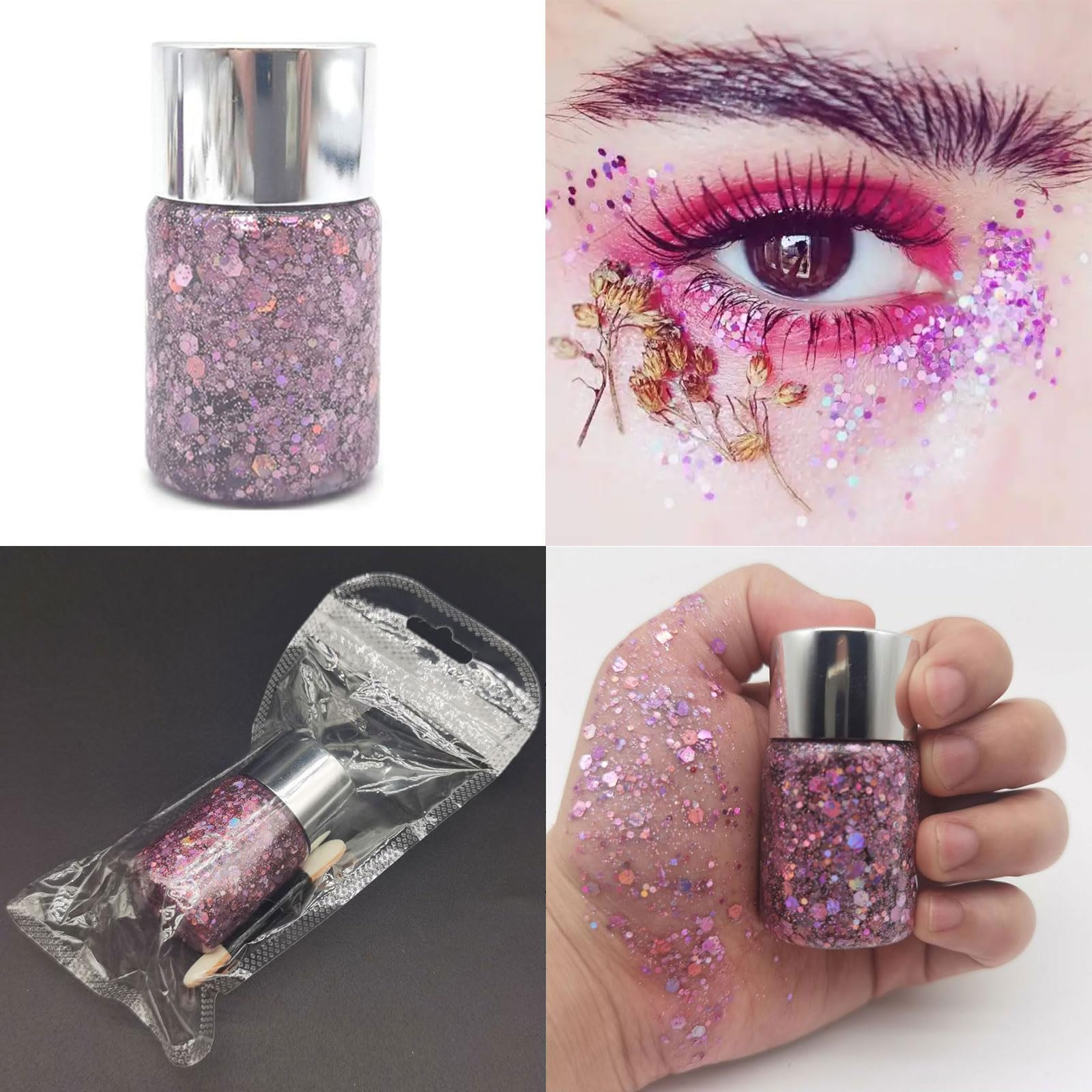 Gel glitterato per trucchi notturni per feste e decorazioni sceniche Glitter artigianali portatili