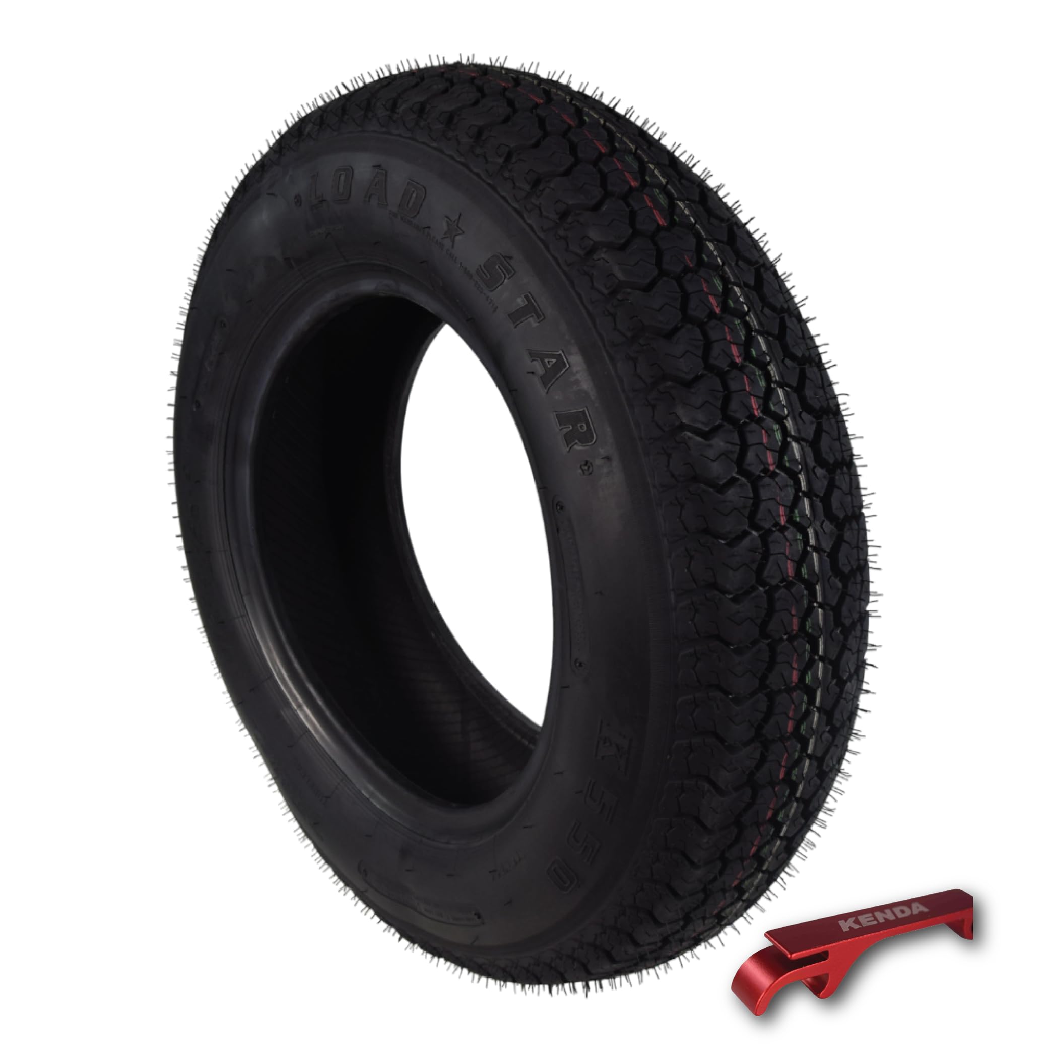 K550 ST205/75D15 Loadstar Trailer Tire Bias-Ply Tire for Superior Towing Performance with Enhanced Stability for Utility Trailers, Cargo Trailers, and Boats with Kenda Keychain